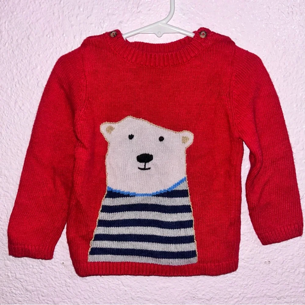 Baby Boden Red Sweater with Animal Design